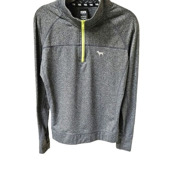PINK VICTORIA SECRET New Women's 1/4 Zip Gray Pullover Top - Picture 3 of 13